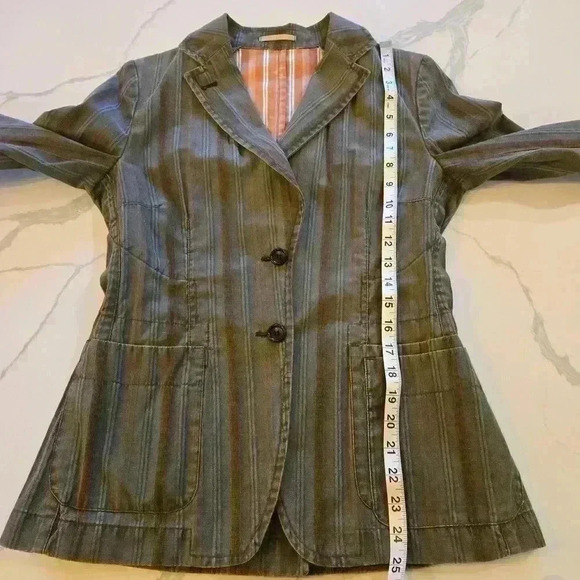 VTG Mario Matteo Womens Made In Italy Striped Blazer Olive Green Size 8 - Picture 7 of 12